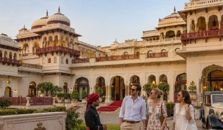 Travellers welcomed by a local representative in India