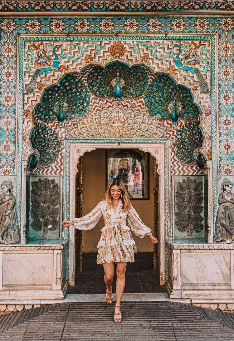 Woman exploring India's historic monuments and rich cultural heritage