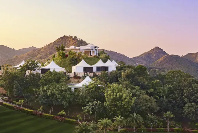 Luxury mountain hideaway hotel surrounded by breathtaking Himalayan landscapes in India